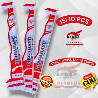 1 paket isi 10 pcs umbul umbul bandir rempel dirgahayu