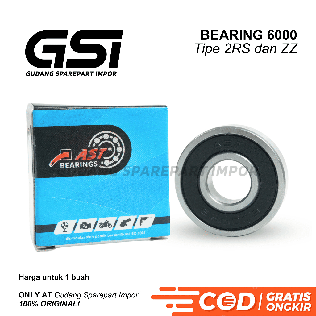 AST Bearing 6000 2RS / 6000ZZ Laker Laher