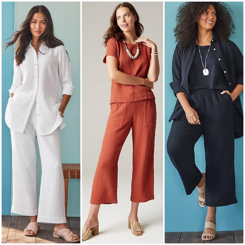 J.Jill Cotton Gauze Cropped Wide Leg Pants