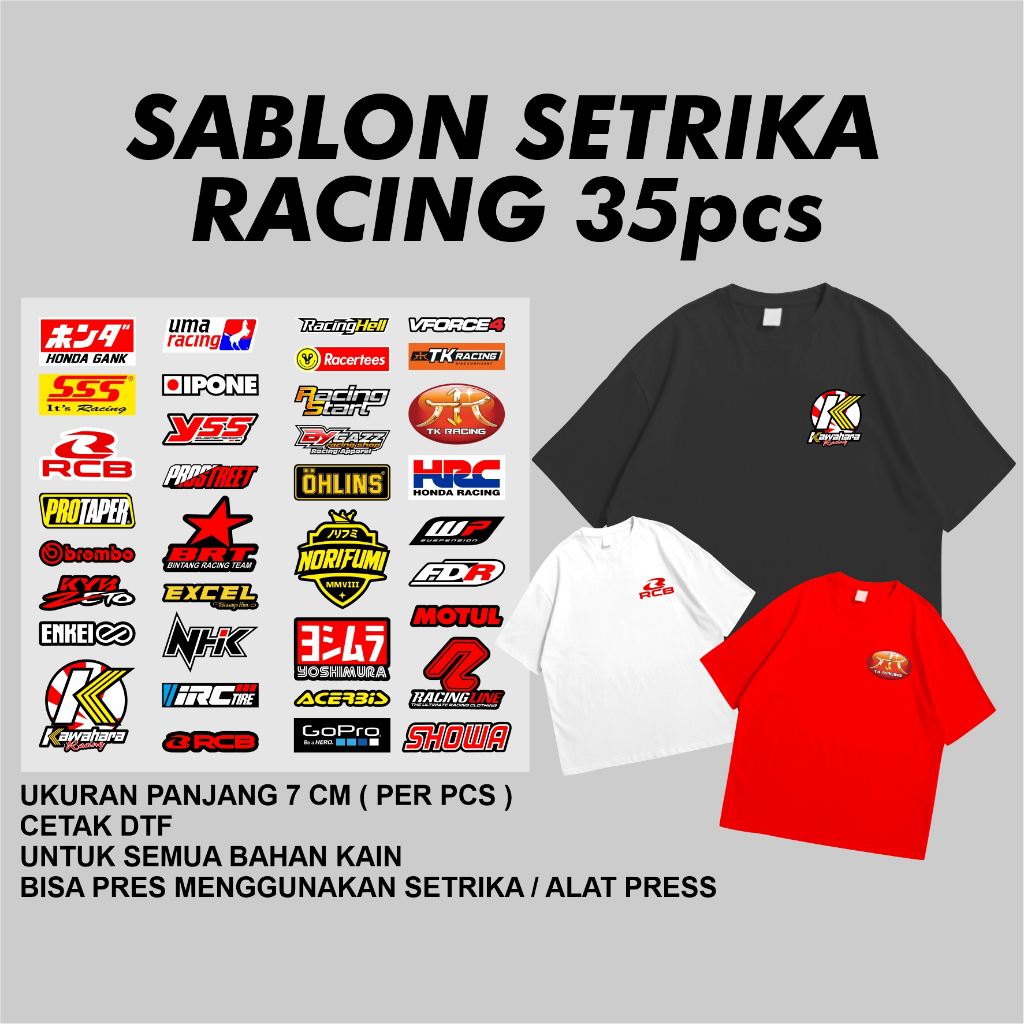 โลโก้ Sabln Sponsor Racing Iron Pack 35 ชิ้น / Iron-on Screen Printing เสื้อยืด Screen Printing เสื้
