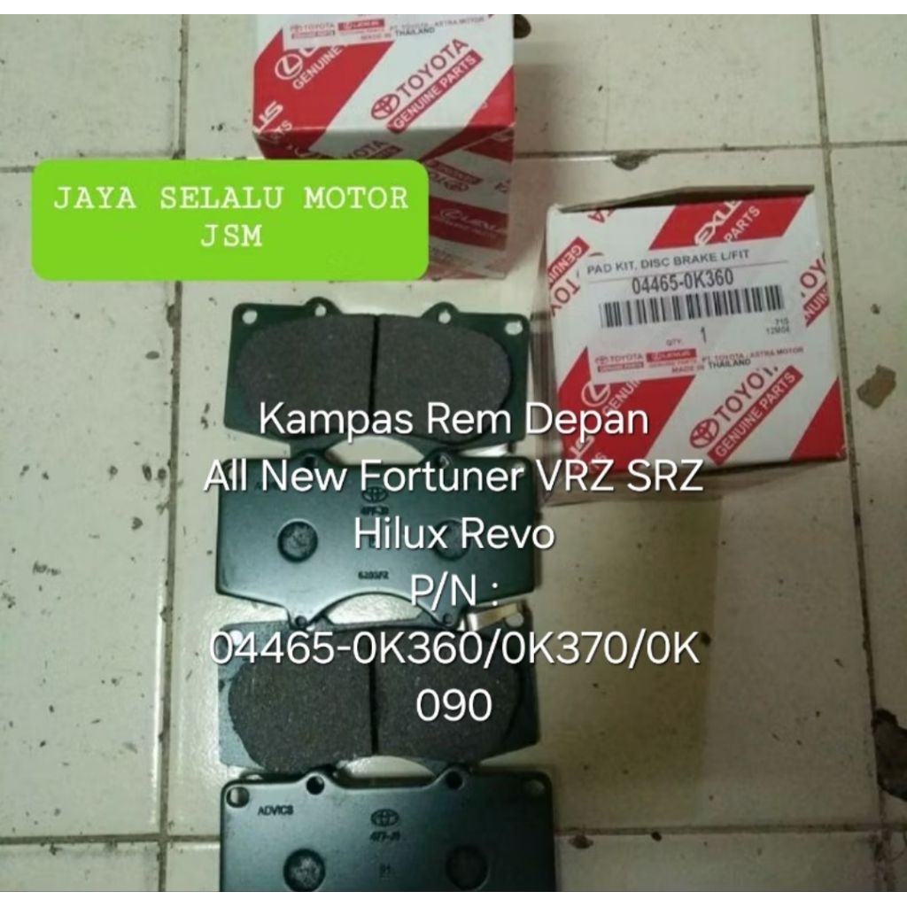 ผ้าเบรค ผ้าเบรคหน้า Toyota All New Fortuner VRZ SRZ Hilux Revo 2GD DC Double Cabin 2015 Up 04465-0K3
