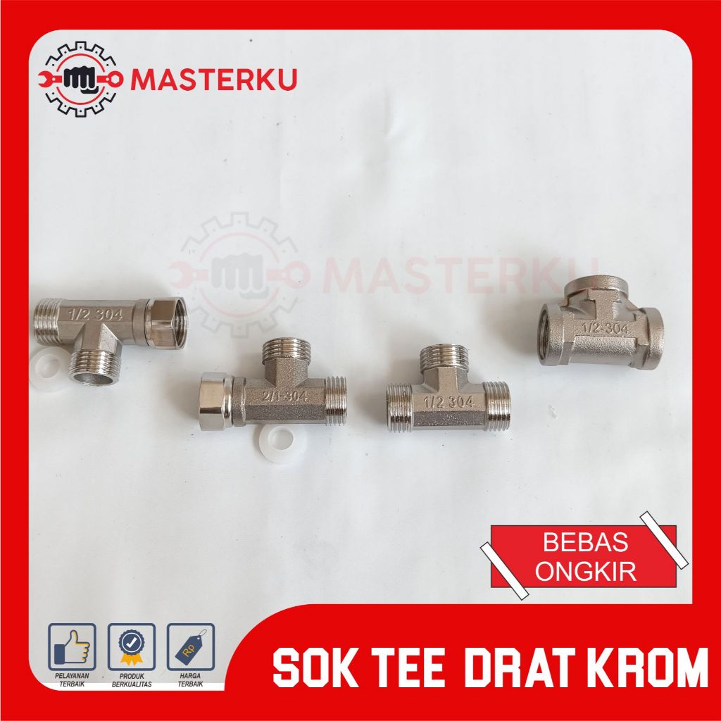 CHROME TEE PIPE CONNECTION DD_DD_DD=1/2_1/2_1/2 CHROME/T CONNECTION/CROME TEE/3 CHROME BRANCH TEE