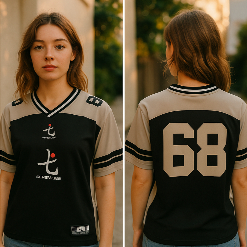 เสื้อรักบี้ NUMBER 68 เสื้อโอเวอร์ไซส์ Streetwear NFL Casual Retro SL-COMBIN68