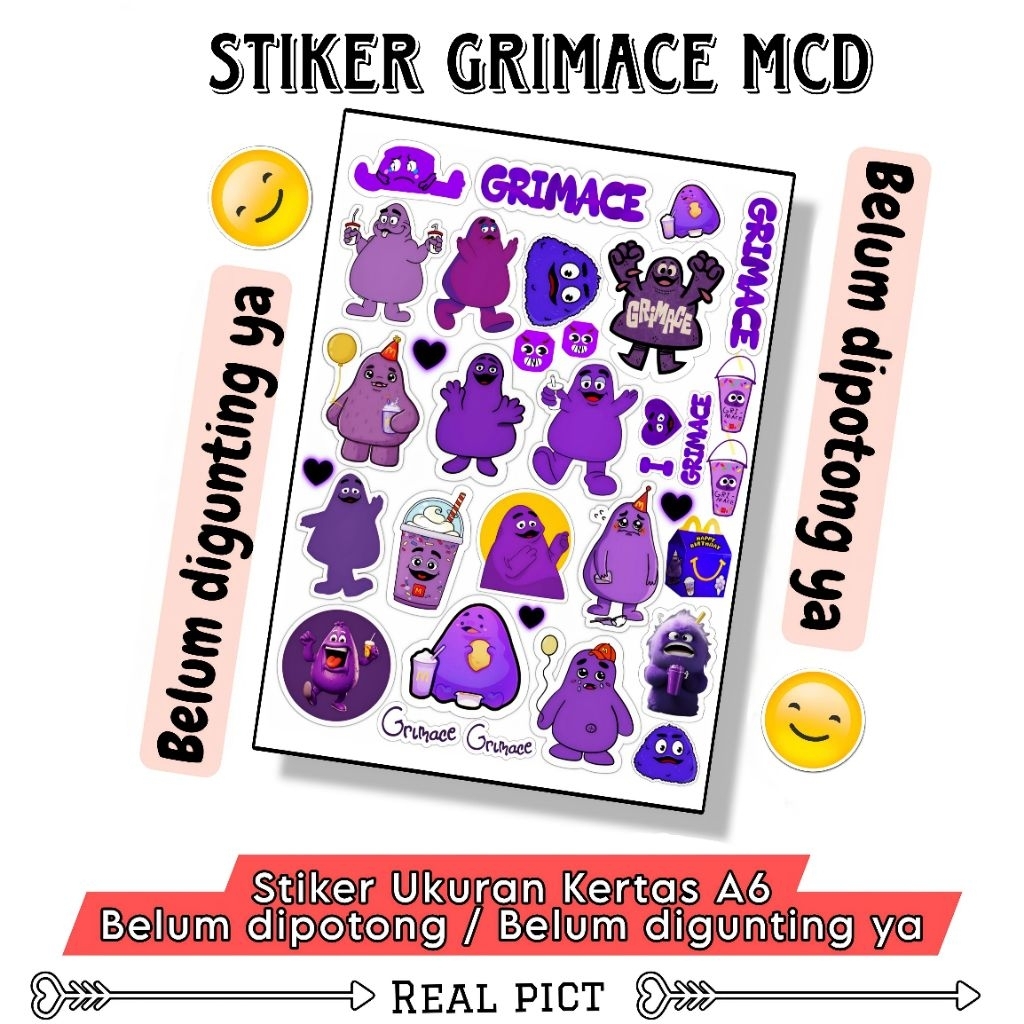 MCD GRIMACE สติ๊กเกอร์ / สติ๊กเกอร์ไวนิลขนาด A6 / สติ๊กเกอร์ / สติ๊กเกอร์น่ารัก