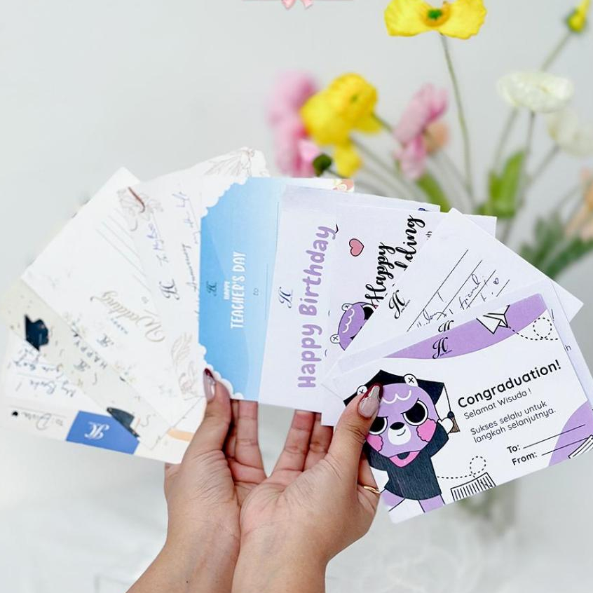 GREETING CARD / KARTU UCAPAN LEBARAN ULANG TAHUN ANNIVERSARY WEDDING GRADUATION (TULISAN TANGAN)