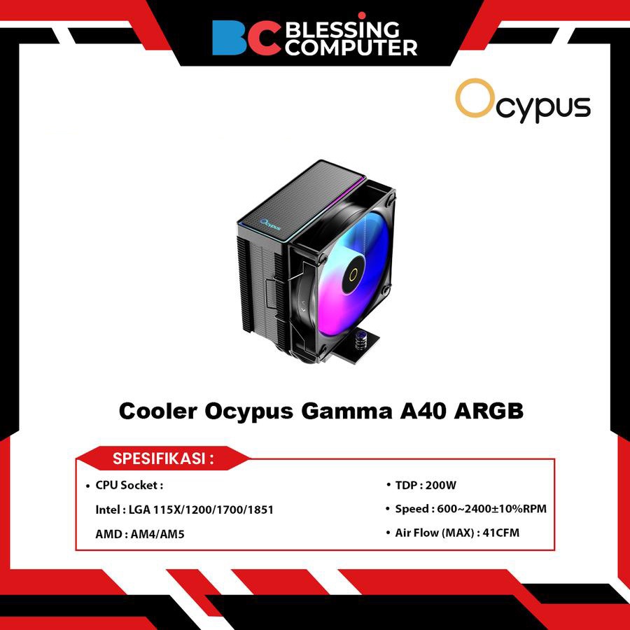 คูลเลอร์ Ocypus Gamma A40 ARGB - สีดํา