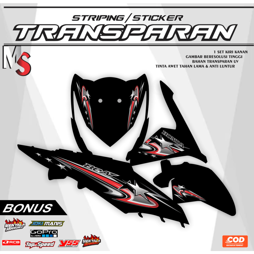 BEAT FI TRANSPARENT UV STICKER STRIPING SIMPLE DESIGN ใหม่ล่าสุด 09