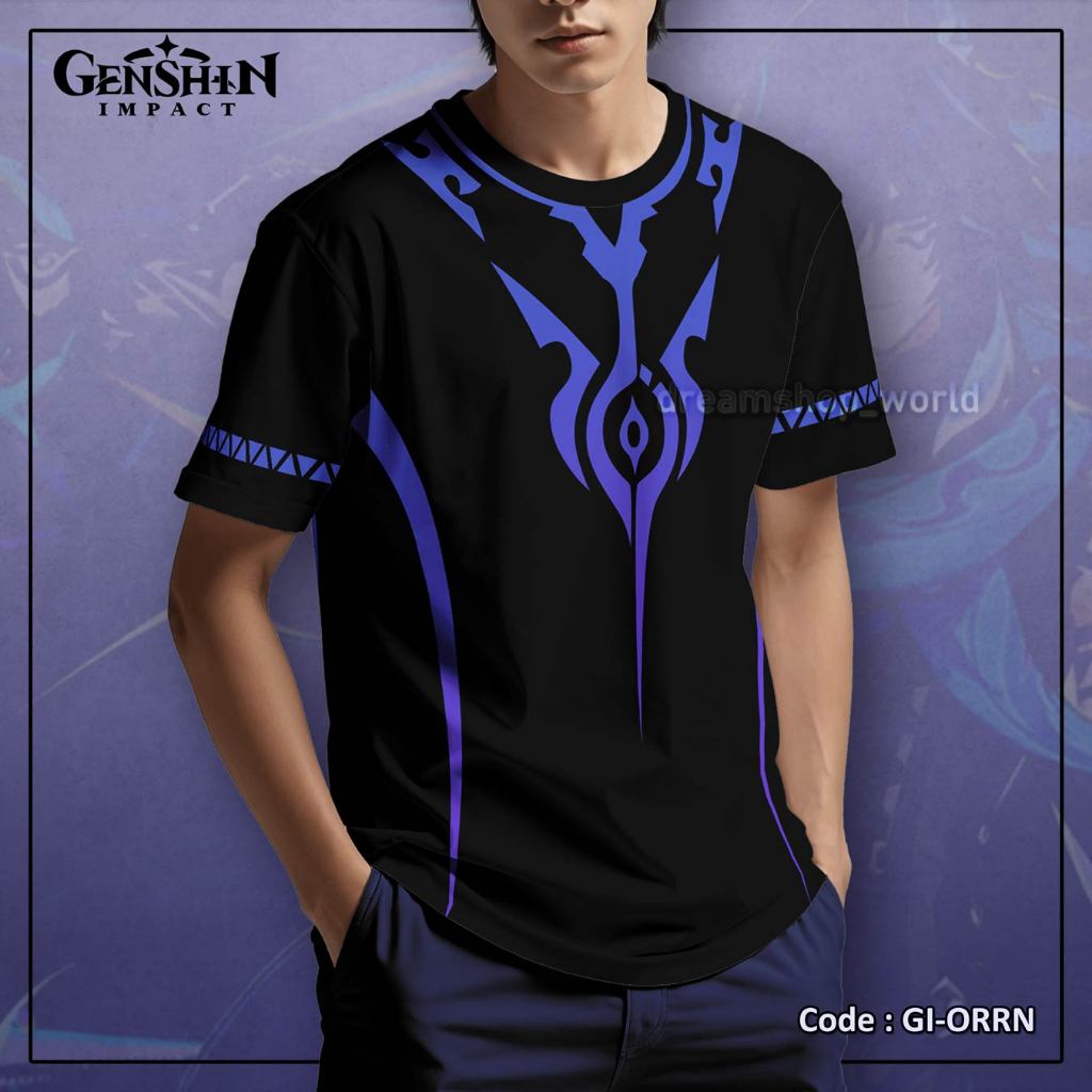 Genshin Impact Ororon ผู้ชายและผู้หญิง Casual Fullprint เสื้อยืดคอสเพลย์อะนิเมะเกม