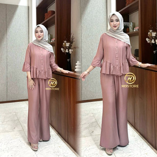 Oneset Rayon Twill - Luna Set Celana Rayon Polos Oneset Wanita Busui Oneset Rampel