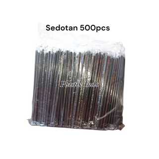 500 PCS Sedotan Steril Higienis 6mm X 20cm Hitam Ujung Lancip Runcing / Sedotan Es Teh Solo
