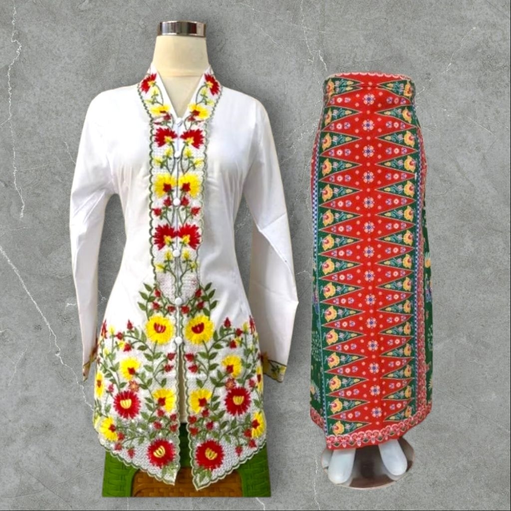 FK - ชุดเดียวของ Encim Kebaya และ Betawi Tumbpal Skirt // Modern Encim Kebaya // ผู้ใหญ่ Encim Kebay