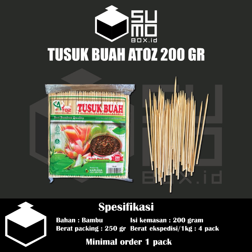 ไม้เสียบผลไม้ Atoz Rujak 200g / ไม้เสียบผลไม้ไม้ไผ่
