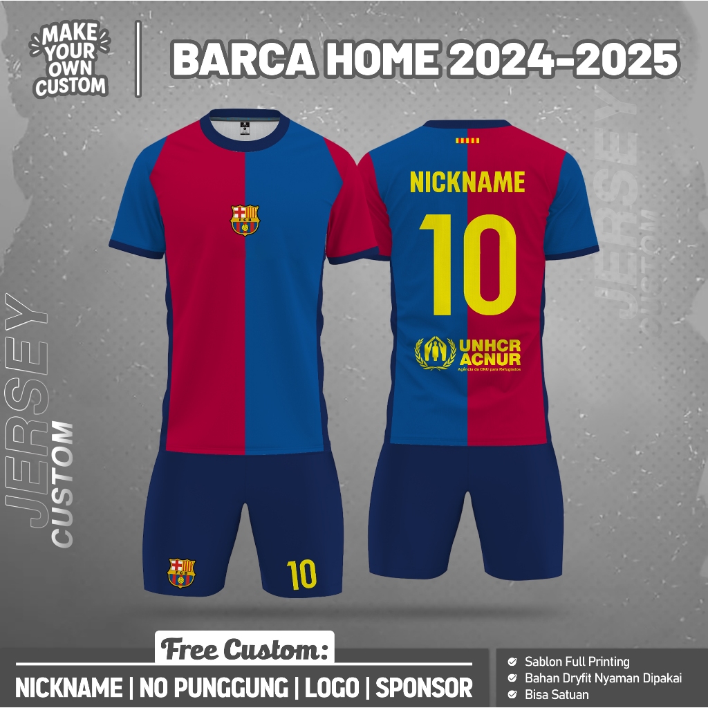 B0LA BARCA HOME 2024-2025 SHORT FOOTBALL JERSEY ฟรีชื่อออกแบบที่กําหนดเองและหมายเลขด้านหลัง
