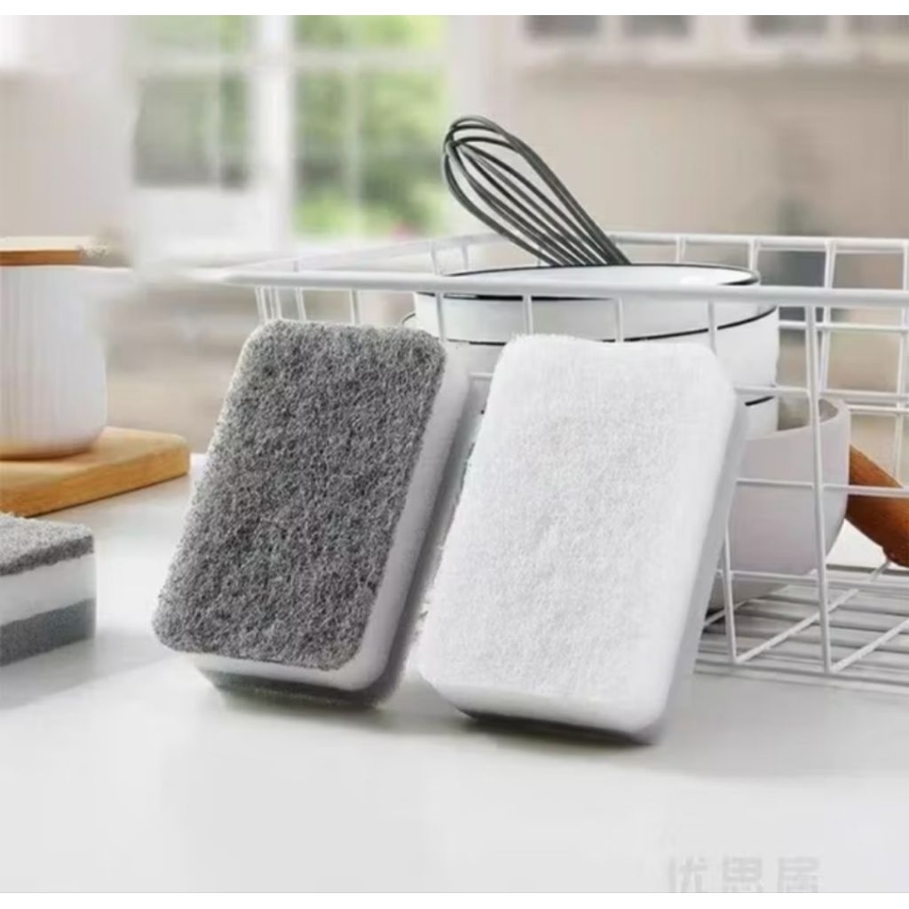 71. TWO-SIDED OIL DISH WASHING FOAM SPONGE, สีเทา
