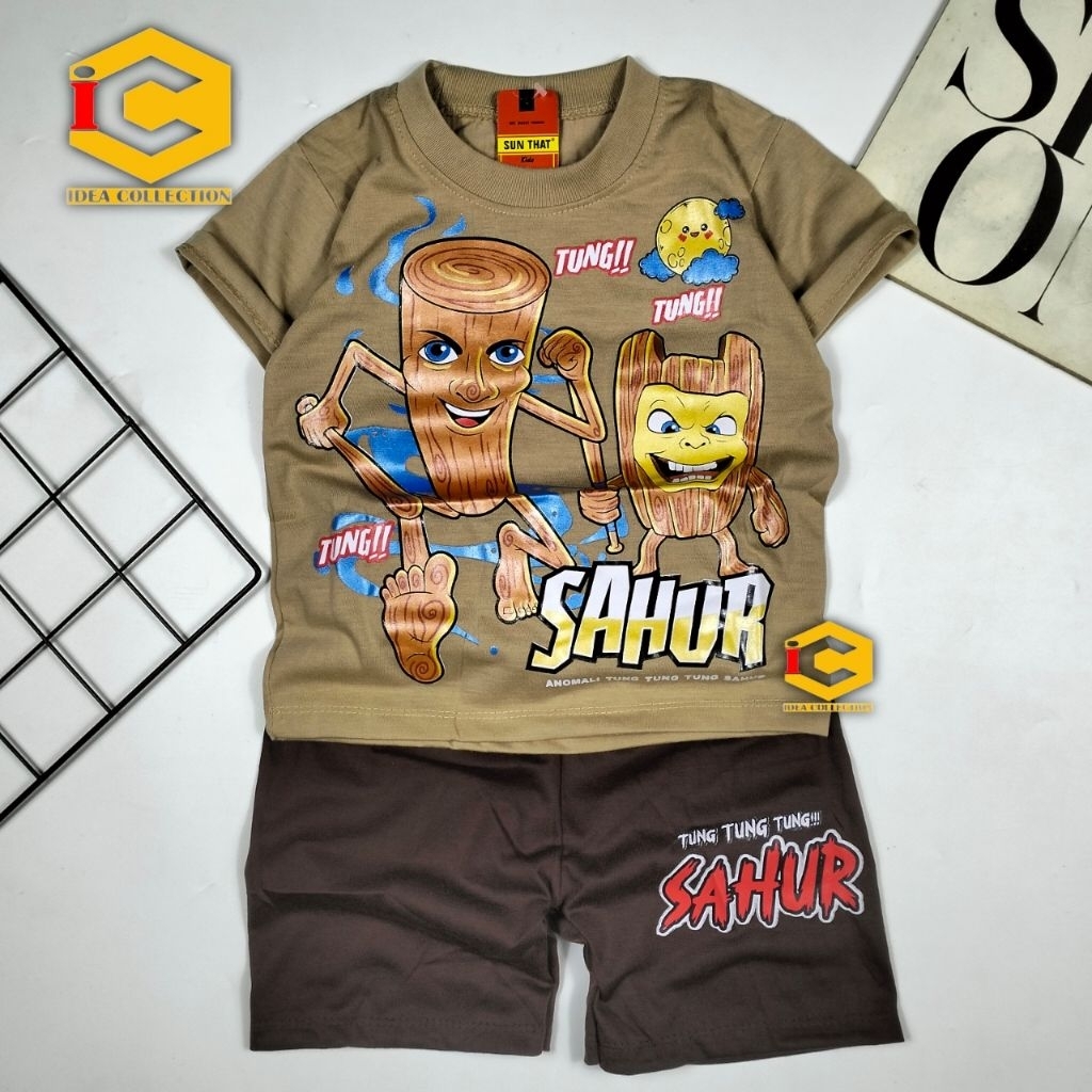 IDC ชายหญิงเสื้อยืดชุด Anomali Tung Sahur อายุ 1-10 ปี / ล่าสุด Tung Tung Sahur เสื้อสําหรับเด็กชายแ