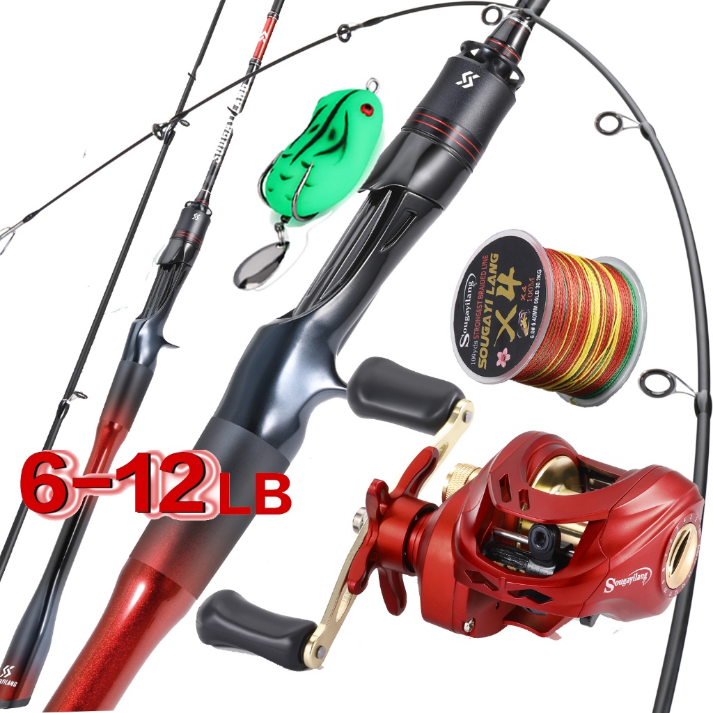 Sougayilang Solid Fishing Rod Reel Line Lure ชุด 2 ส่วน Casting Fishing Rod 1.8 M คาร์บอนไฟเบอร์ EVA Handle เบ็ดตกปลาสาย Wt 10-20LB