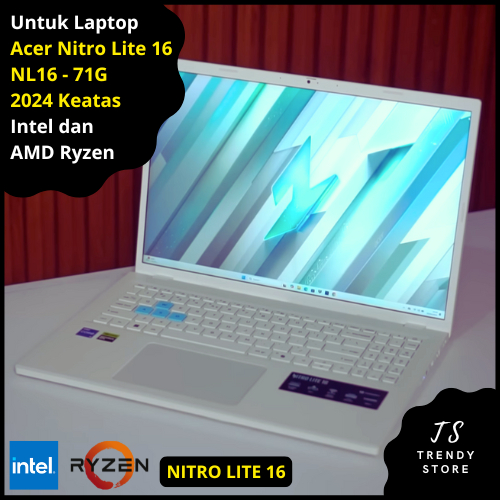 ตัวป้องกันแป้นพิมพ์ Acer Nitro Lite 16 NL16 71G Intel และ AMD 2024 และฝาครอบแล็ปท็อปขนาด 16" นิ้วเหน