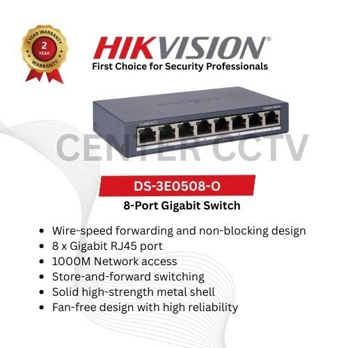 DS-3E0508-O - HIKVISION 8 PORT GIGABIT SWITCH HUB