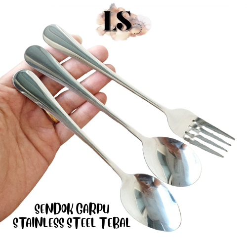 LS - THICK STAINLESS STEEL SPOONS และ FORKS GOLD/BLACK/ROSEGOLD H556 KOREAN CUTLERY THICK MUKBANG RE