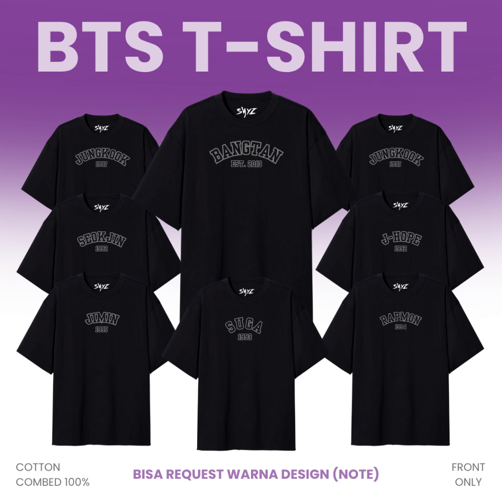 [READY] เสื้อยืด BTS - Jungkook Taehyung Jhope Jimin Suga Rapmon Seokjin - เสื้อยืดกองทัพสั่งทํา