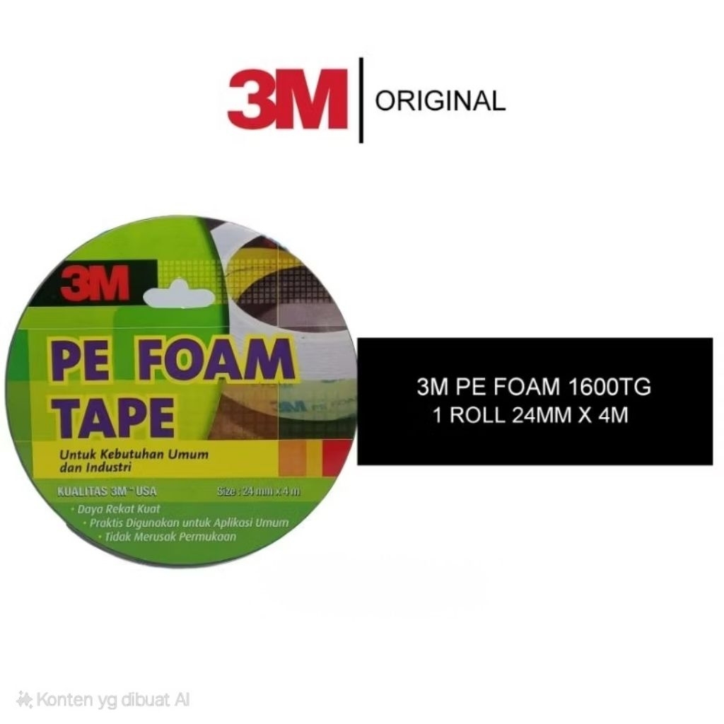 เทปคู่ 3M Pe Foam 1600 สีเทา 24mm x 4m