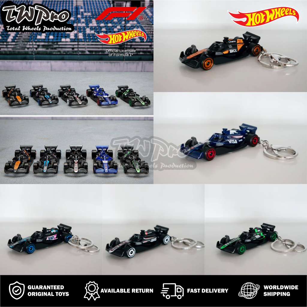 GUNDAN HOT WHEELS FORMULA 1 KEYCHAIN - MCLAREN - ALPINE BWT - VISA RED BULL - KICK SAUBER - MONEYGRA