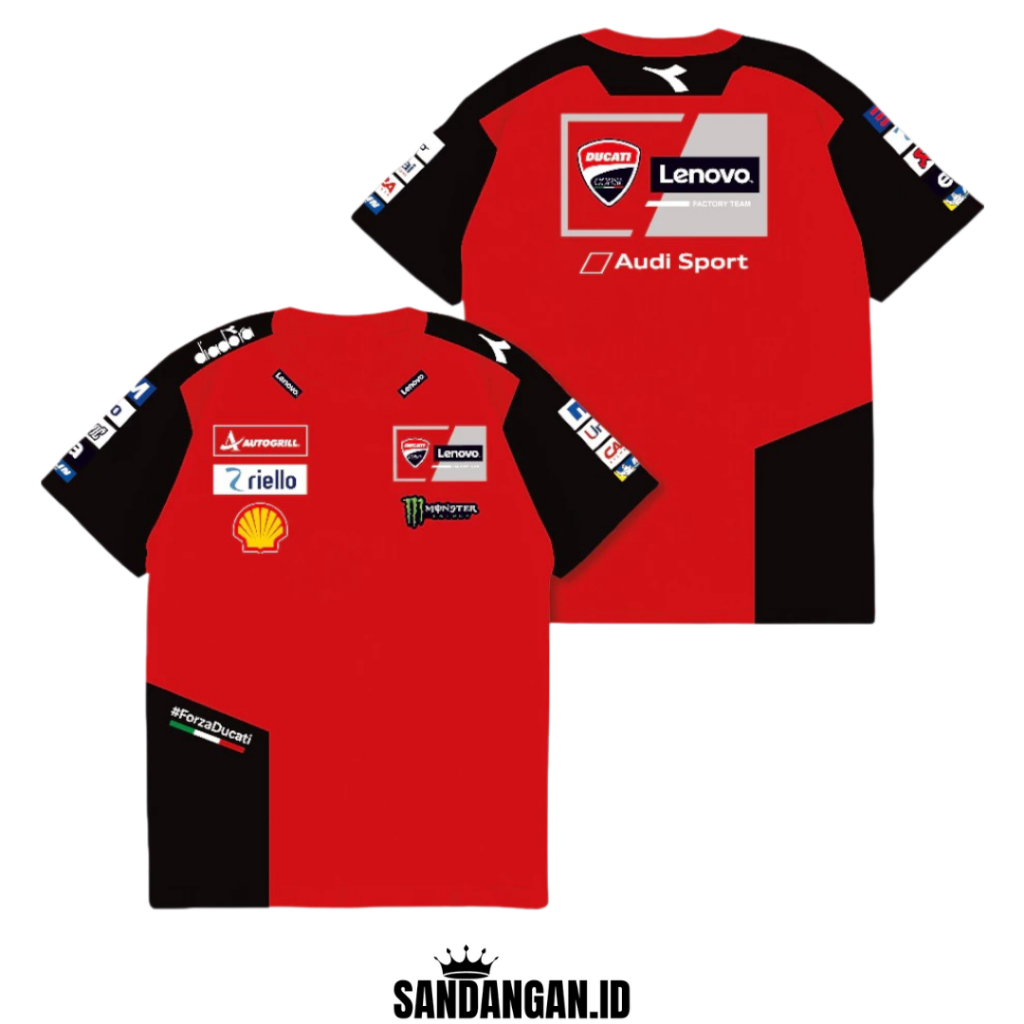 เสื้อยืด TrackStyle Ducati Lenovo Team 2025 MotoGP25 Combed 24s Racing เสื้อยืด