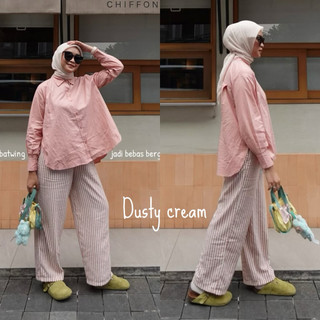 Trippy Pants Celana Wanita Casual Katun Linen Stripes Kulot