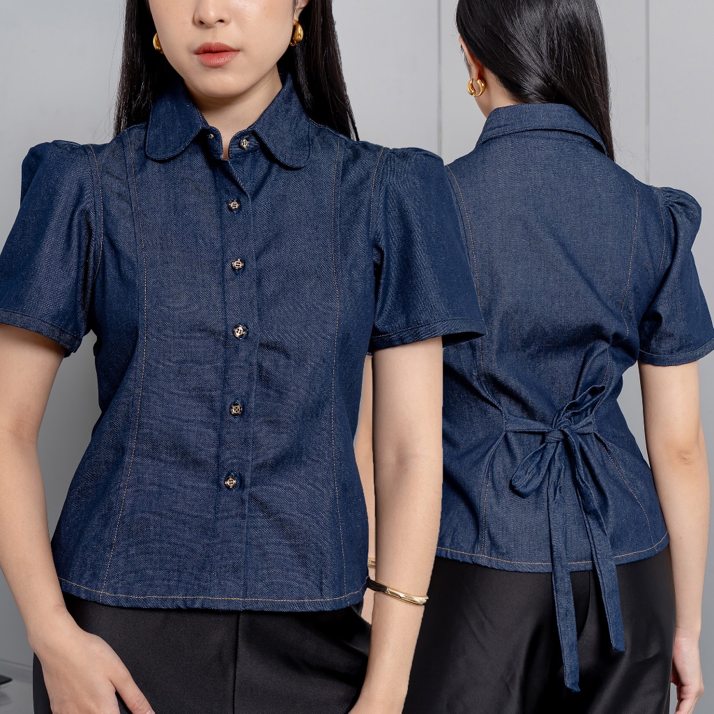 KEMEJA Bucketlist AMIE DENIM SHIRT DENIM FITTED SHIRT JEANS
