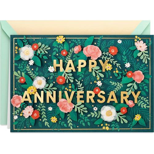 GREETING CARD - HALLMARK - SIGNATURE - FLORAL - HAPPY ANNIVERSARY CARD