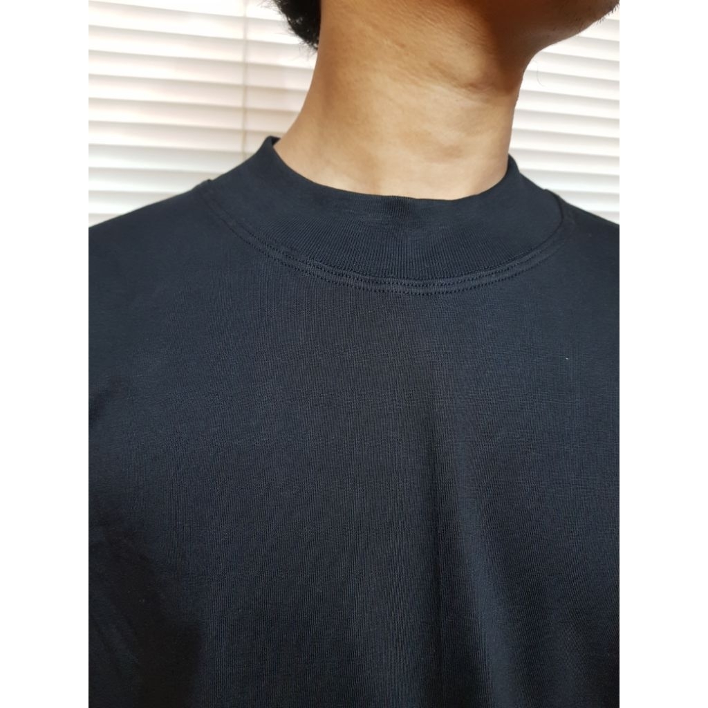 Plain boxy oversize ตัวหนาคอซี่โครงผ้าฝ้าย 4 ซม. 20s BCI biowash