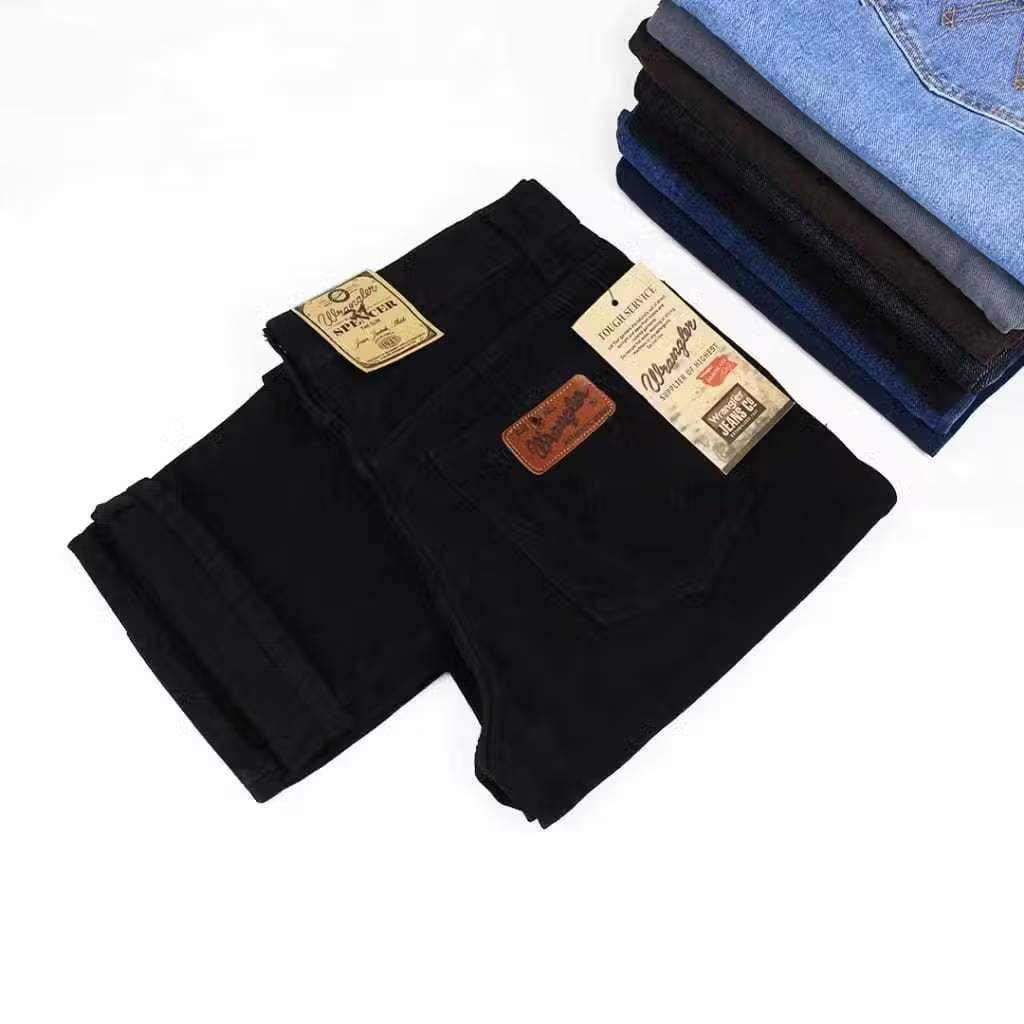 Wanstore.bdg Wrangler Jeans Non-Stretch Standard Regular Straight Unisex สีดํา (28-38)