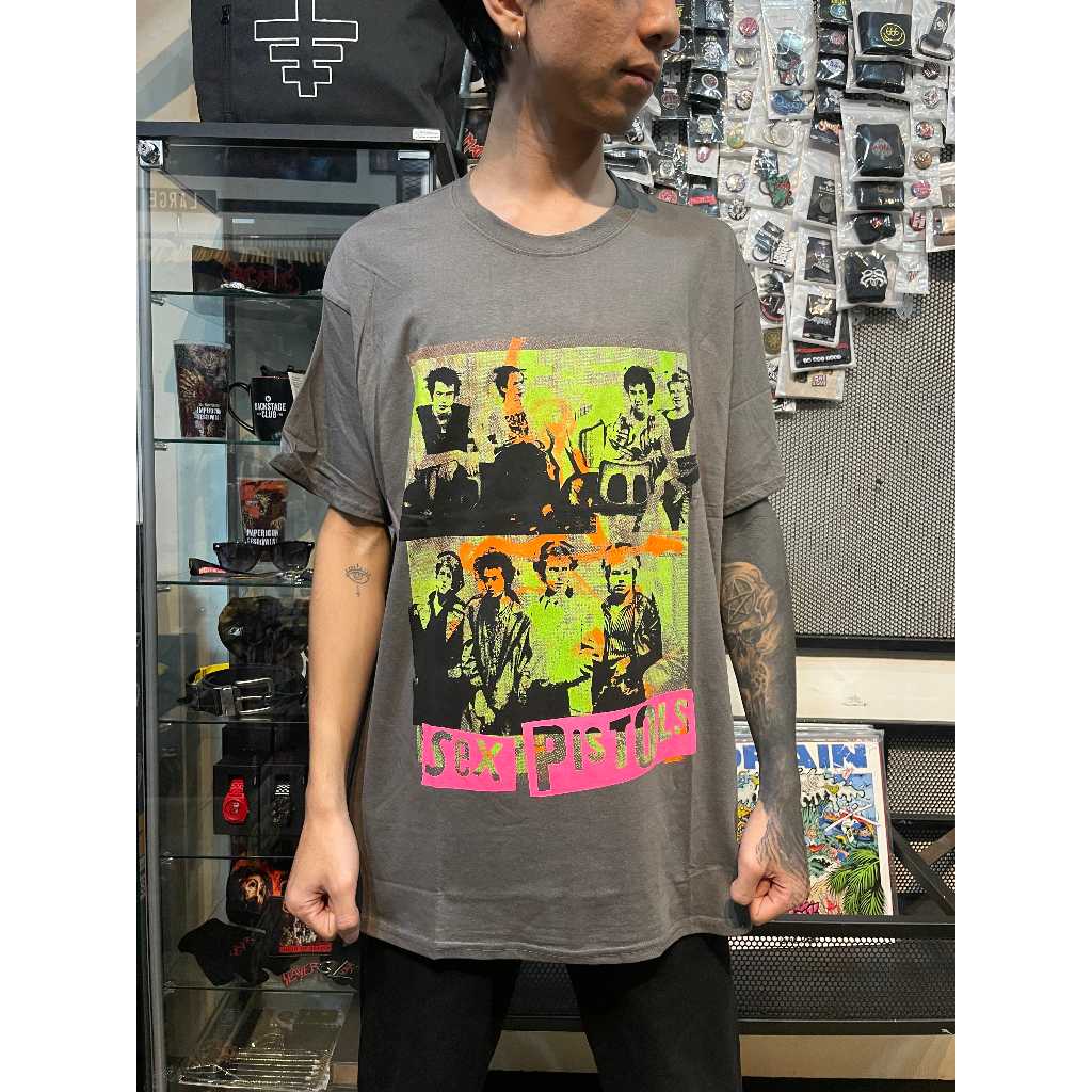 T Shirt Band Official S3X P1ST0L - BAND GREEN MONTAGE Original