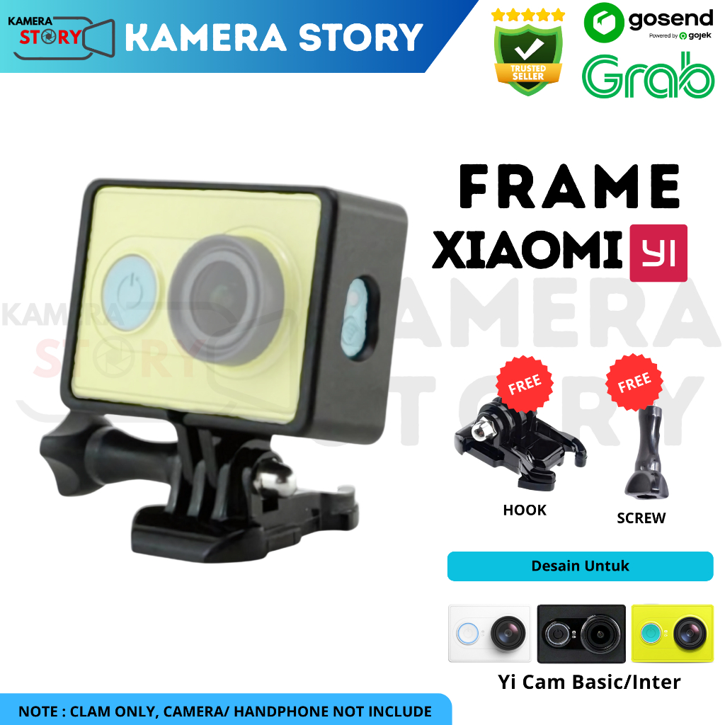 กรอบด้านข้างพลาสติกสําหรับ Xiaomi Yi Action / Yi Cam Basic / Yi Camera Case Casing With Hook Thumb S