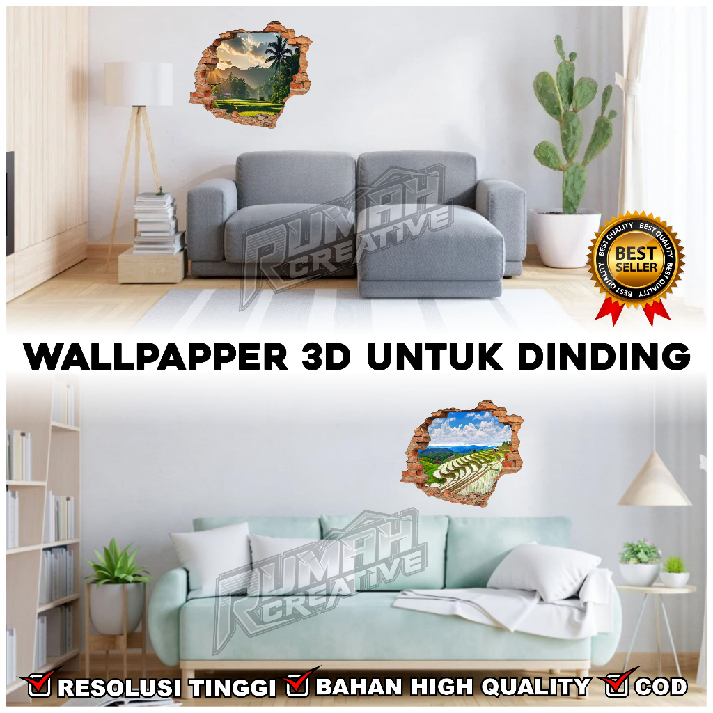 VIRAL 3D WALL WALPAPER สติ๊กเกอร์-ลามิเนตธรรมชาติ MOTIF WALPAPER สติ๊กเกอร์ 50CMX50CM-WP 01