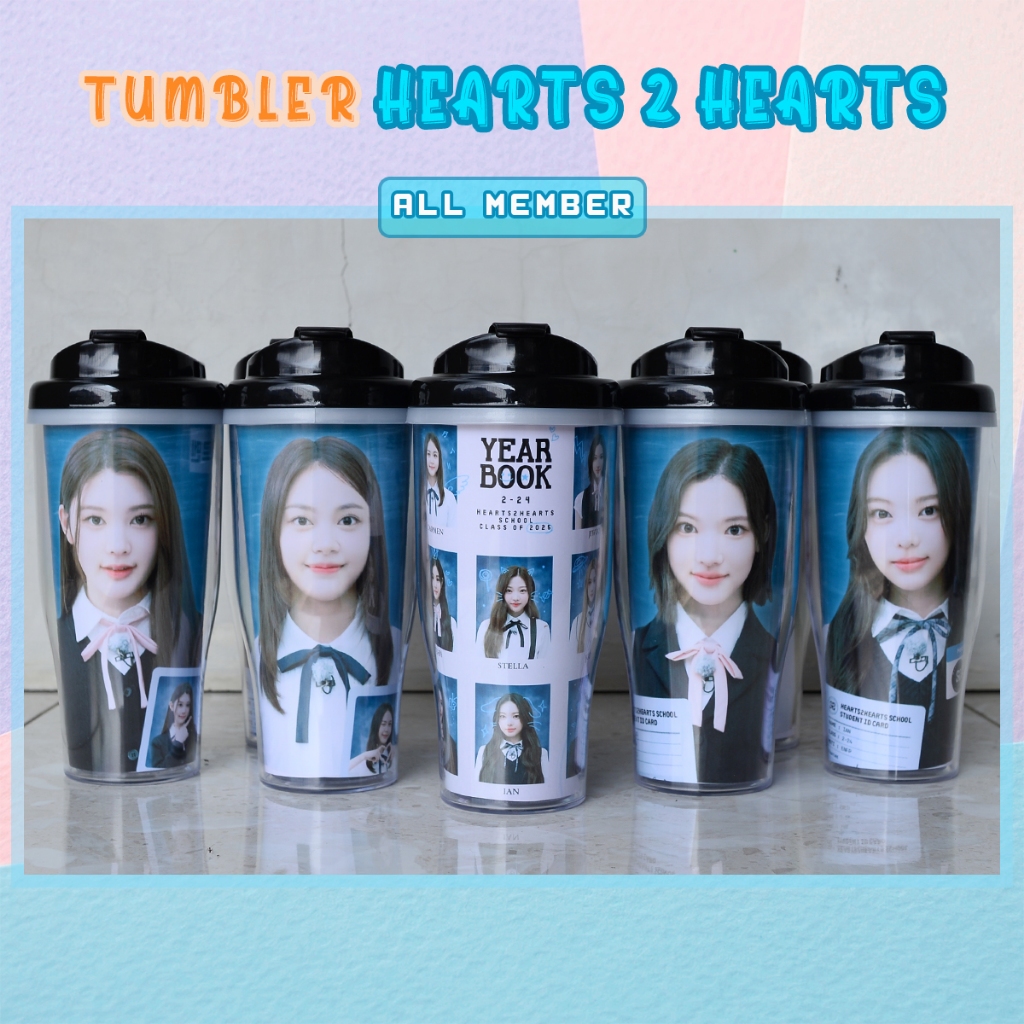 Kpop Merch Tumbler Hearts2Hearts Bonus Photocard Unofficial ผลิตโดยแฟนๆ