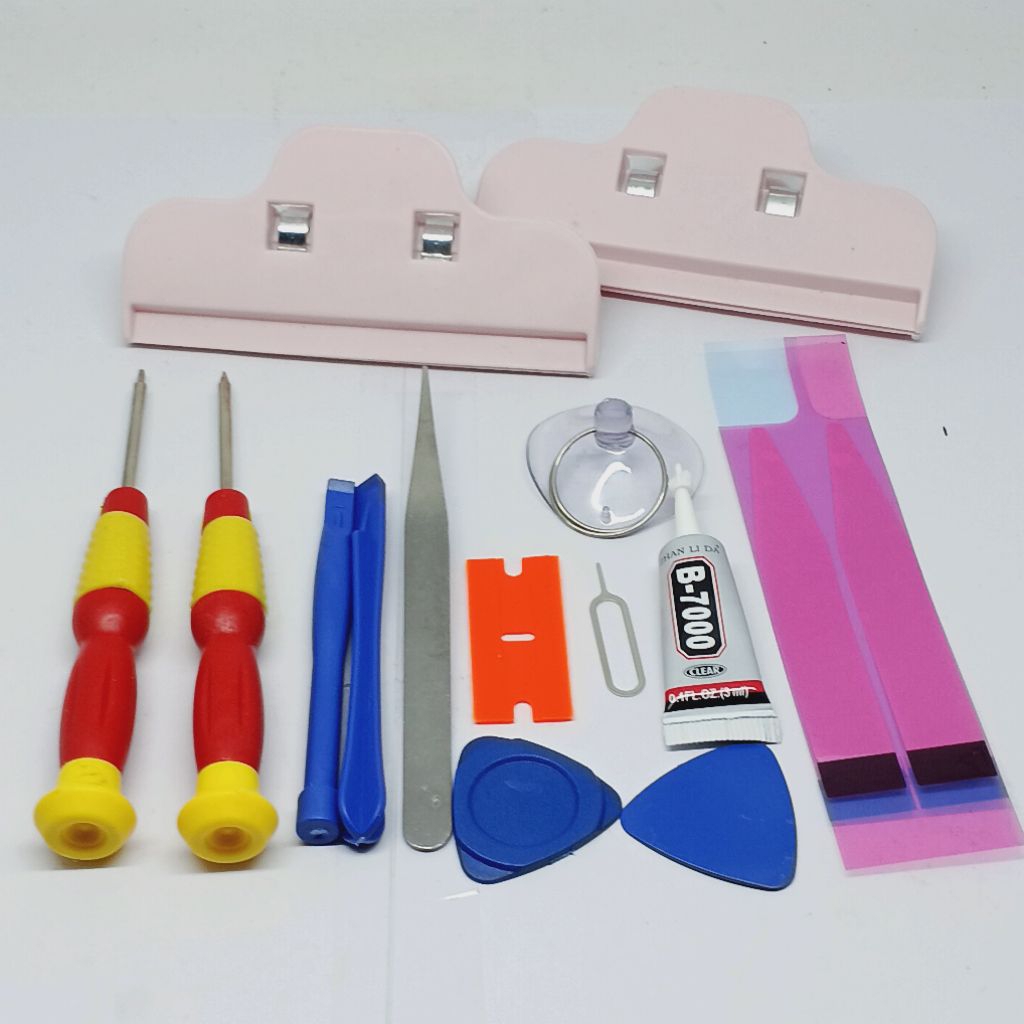 แพ็คเกจสมบูรณ์ 10 ในเครื่องมือเคลือบ HP SERVICE + กาว 3ML B7000 + 2 ชิ้น LCD CLAMP + กาว ADHESIVE