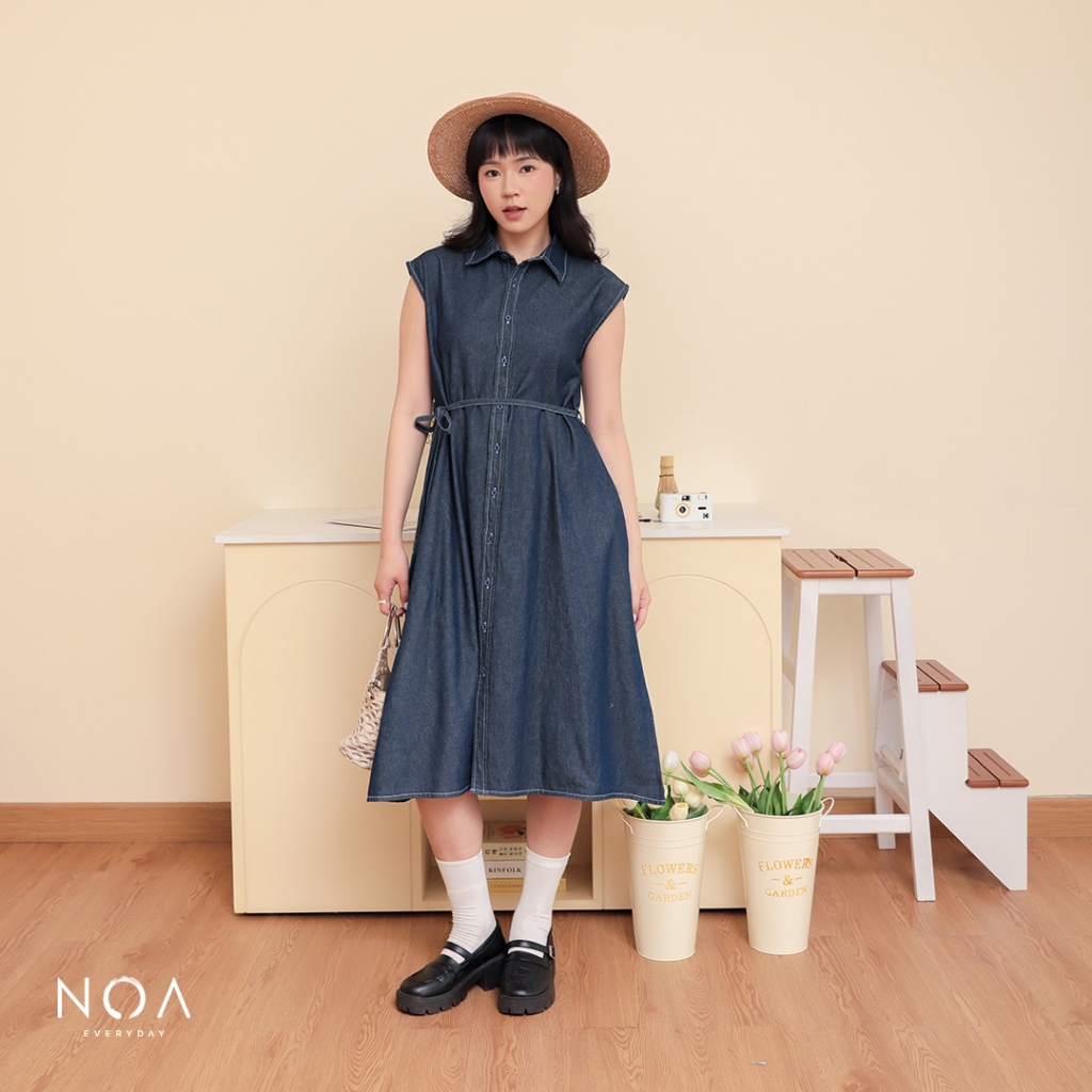 NOAeveryday l KASUME Denim Sleeve Midi Dress l Womens Dress l Womens Denim Midi Dress