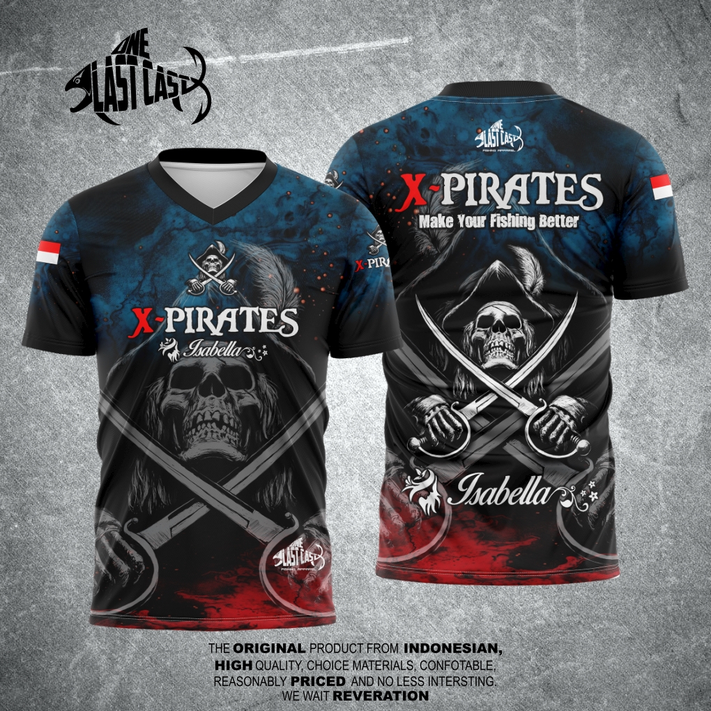 ONELASTCAST FISHING JERSEY TEGEK ALEXANDRIA ISABELLA X-PIRATES FULL PRINT กางเกงขาสั้นพรีเมี่ยม