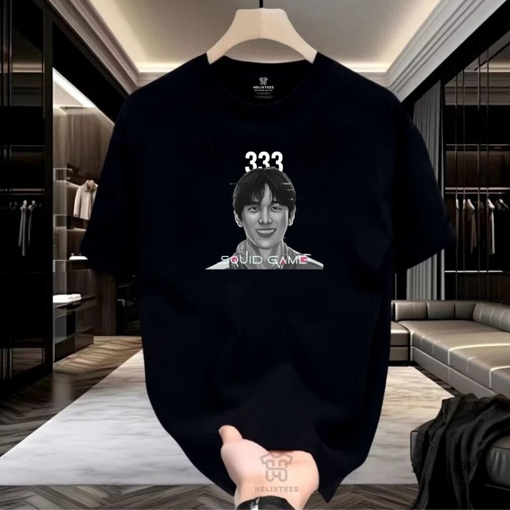 Black Squid Game 333 Distro Cotton 20S T-Shirt - สบายและนุ่ม, Unisex, ต้นฉบับ, คุณภาพระดับพรีเมียม, 