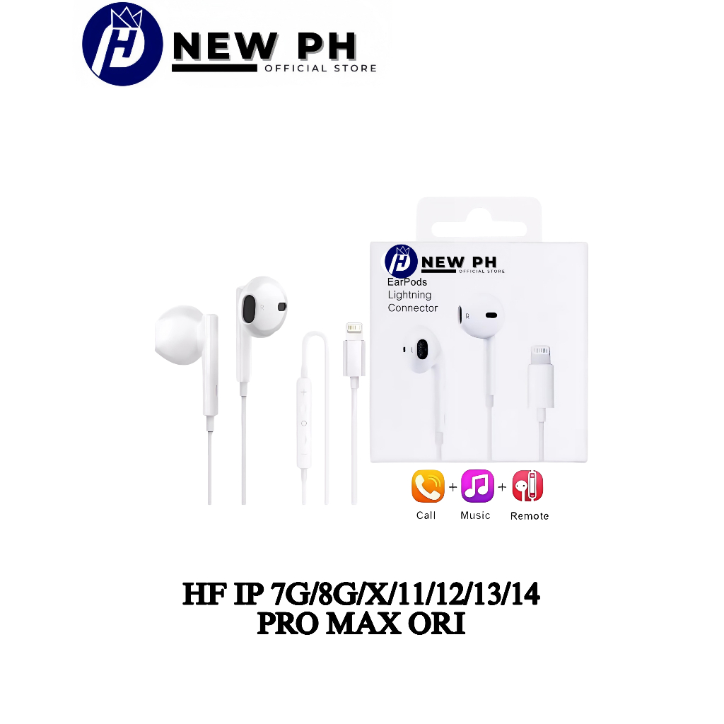 NEWPH_ สาย HF สําหรับ 7G / 8G / X / 11 / 12 / 13 / 14 PRO MAX WHITE