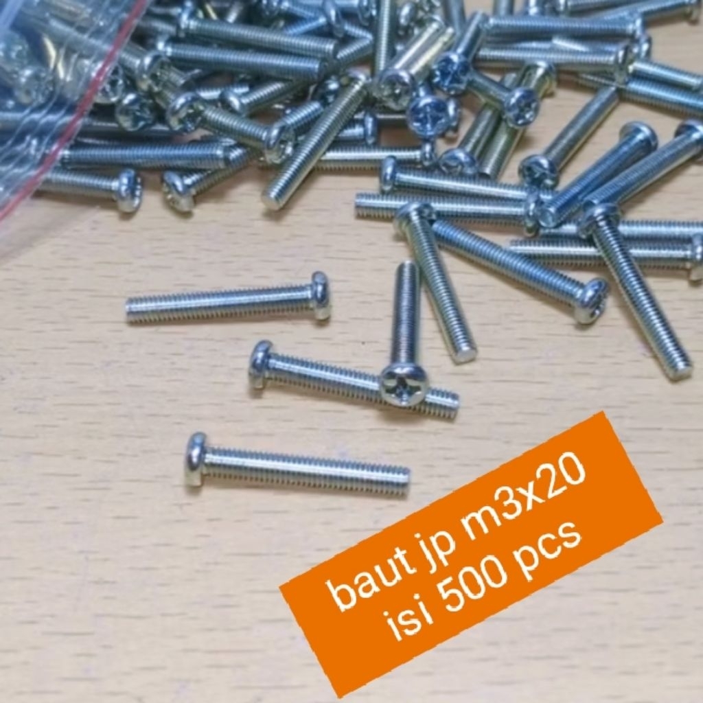 น็อต Jp m3x20 pitch 0.5 เนื้อหา 500 ชิ้น