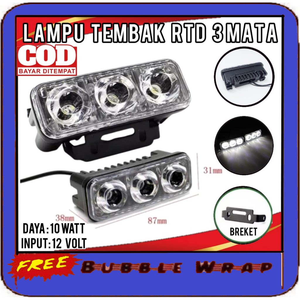 MATA WATERPROOF RTD E03 3 ตารถจักรยานยนต์ LED Spotlight Original RTD LED สปอตไลท์เพิ่มเติม