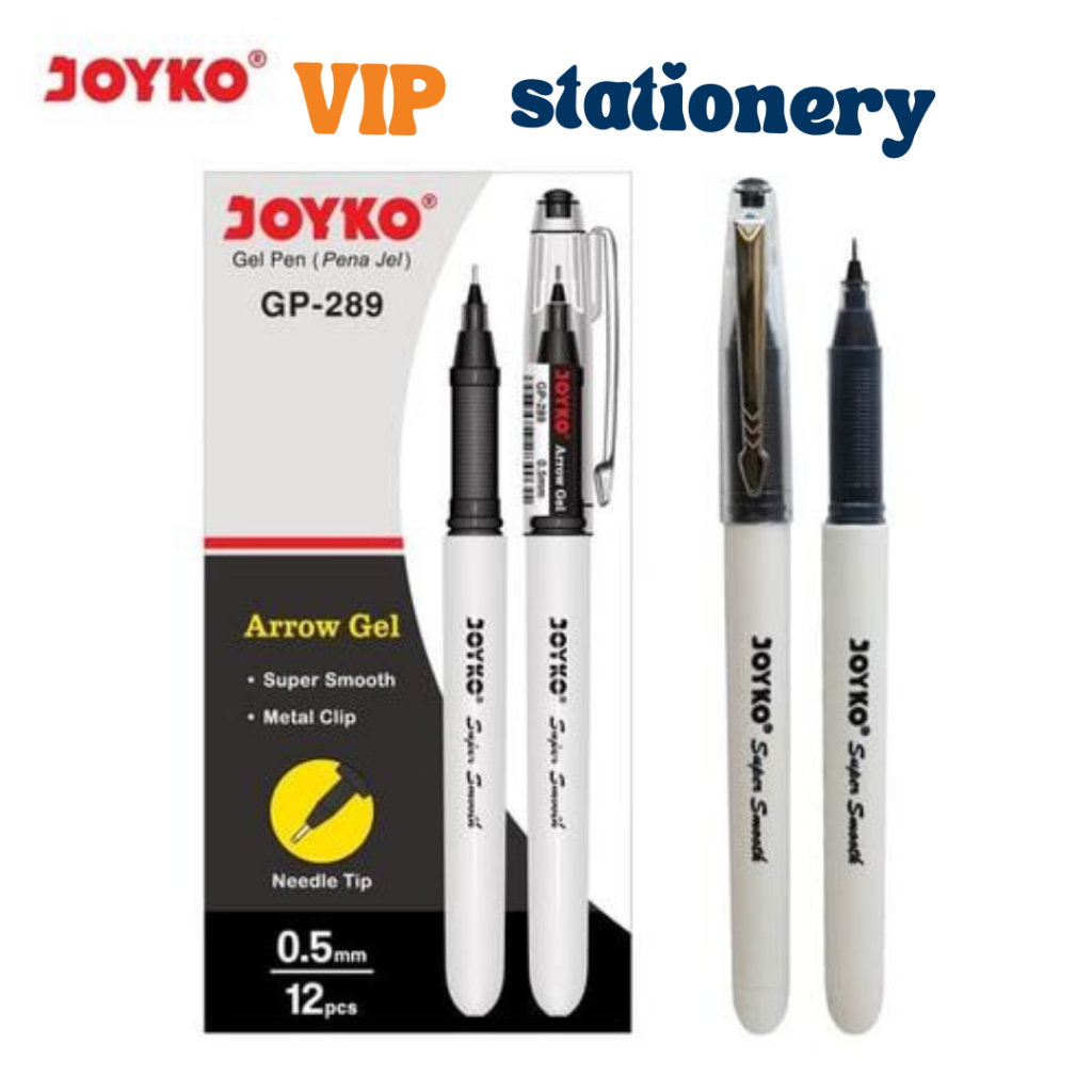 Joyko Arrow Gel Pen Super Smooth 0.5 มม. ปากกาเขียนสีดํา 1 ชิ้น / ปากกาเจล Joyko GP-289 Arrow Gel Pe
