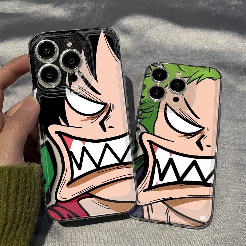 Luffy Zoro Crystal Motif Case เข้ากันได้สําหรับ iPhone 11/12/13/14/15 X/XS/XR/XSMAX และอื่นๆ