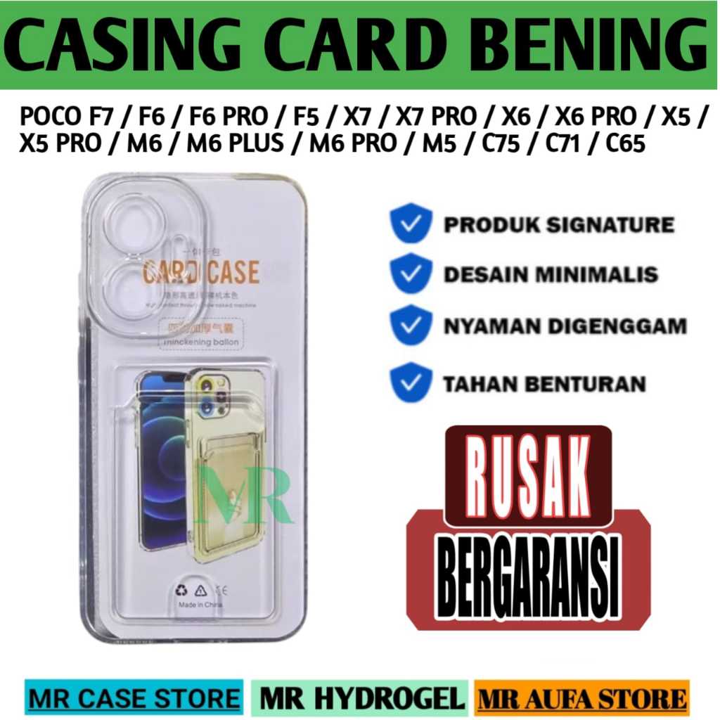 Softcase Bening Slot Card Holder สําหรับ POCO F7 / F6 / F6 PRO / F5 / X7 / X7 PRO / X6 / X6 PRO / X5