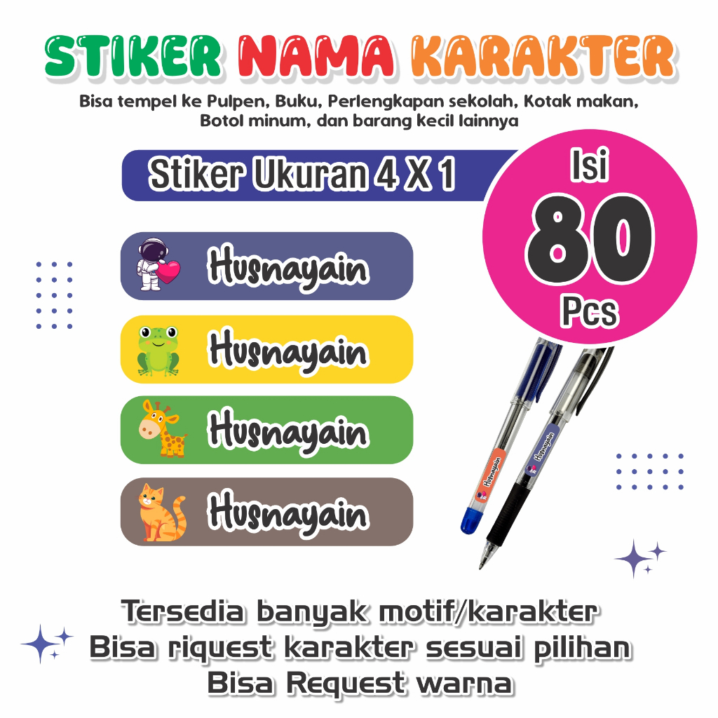 NAME STICKERS, PEN STICKERS, NAME LABELS, PEN LABELS, PEN LABELS, COTENTS 84 ชิ้น