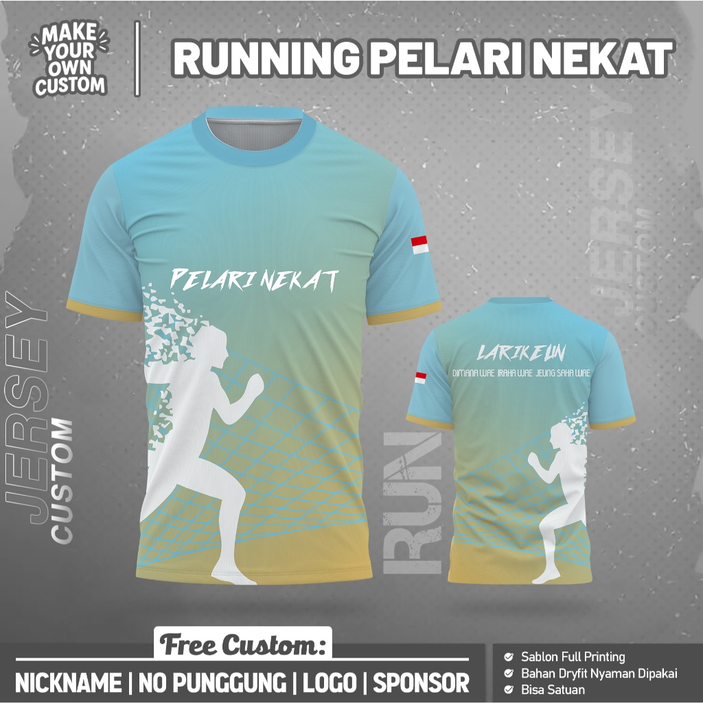 คุณภาพสูง Jersey RUNN1N9 P3L4R1 N3K4T ฟรีหมายเลขที่กําหนดเองและด้านหลัง