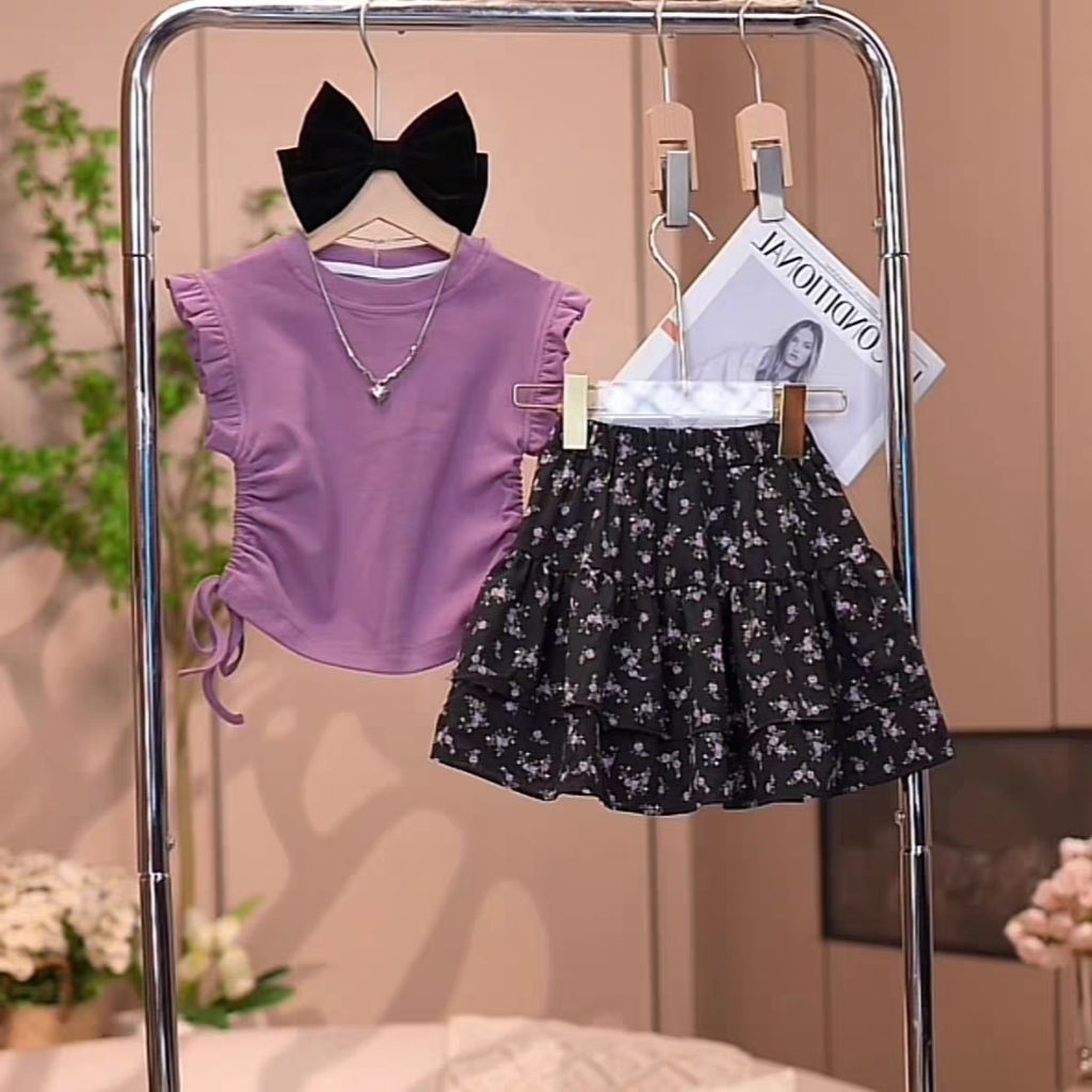 ER-246 IMPORTED PREMIUM GIRLS SKIRT SET AGES 5-10 ปี CUTE GIRLS SKIRT AND PANTS SET GEMOY GIRLS SET 