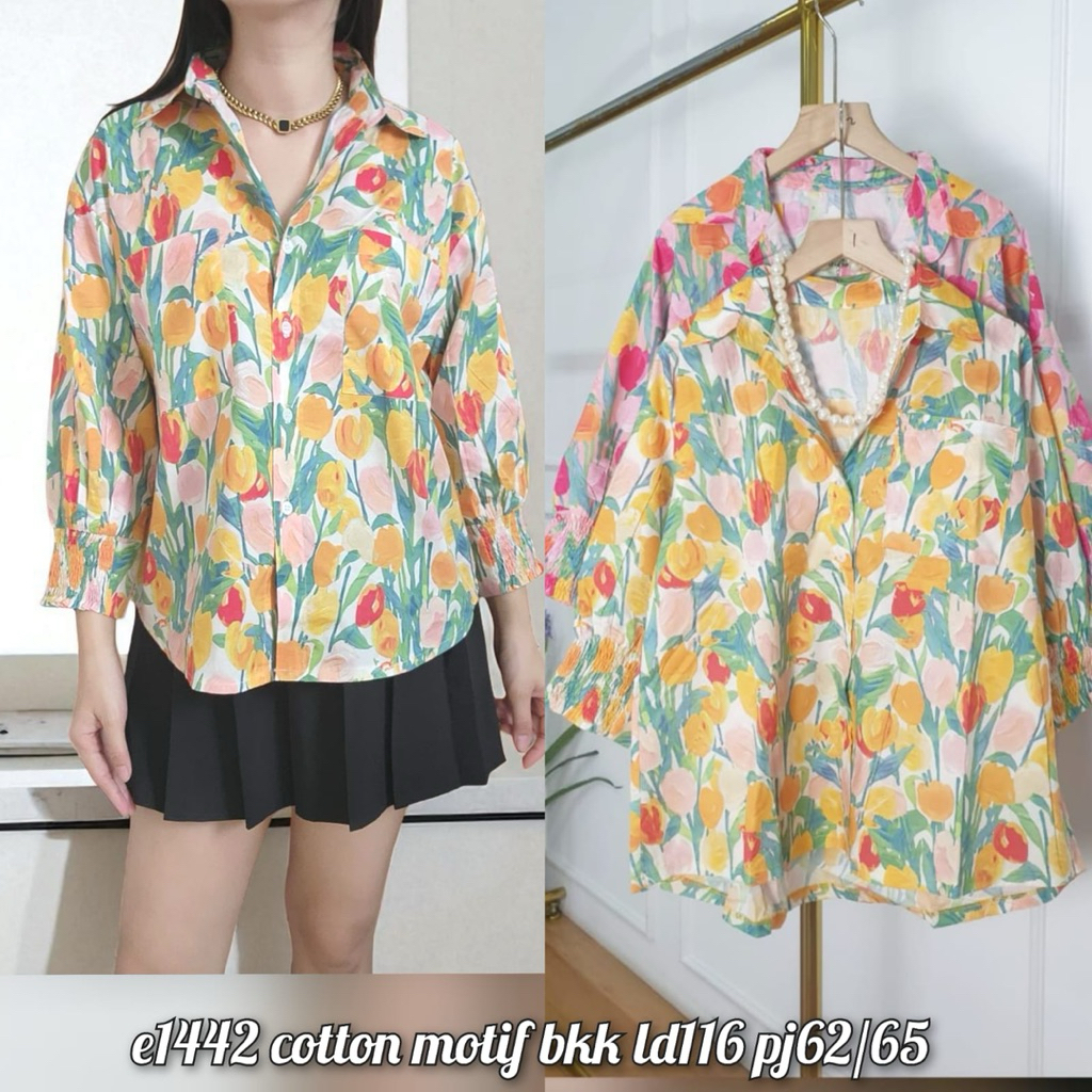 KEMEJA KATUN เสื้อ/เสื้อ/เสื้อสําหรับผู้หญิง/สาว LD116 วัสดุผ้าฝ้าย bkk motif e1442